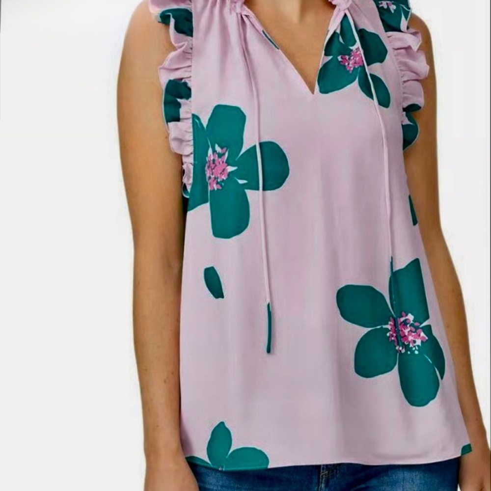 Kate Spade flower ruffle sleeveless top